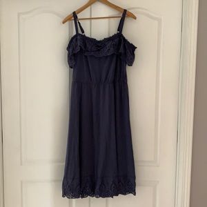 Lane Bryant Navy Off the Shoulder Eyelet Dress